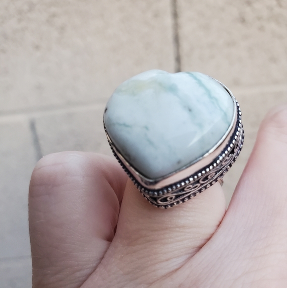 New Heart Shaped Tree Agate 925 Silver Ring. - Picture 16 of 16